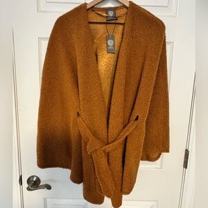 VINCE CAMUTO WRAP JACKET Sherpa brown tan teddy NWT one size